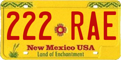 NM license plate 222RAE