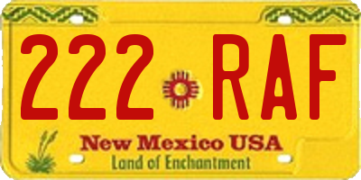 NM license plate 222RAF