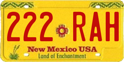 NM license plate 222RAH