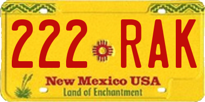 NM license plate 222RAK