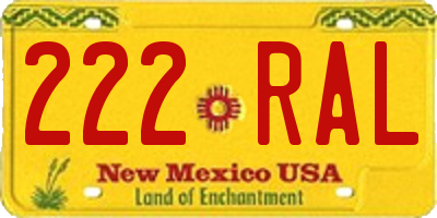 NM license plate 222RAL