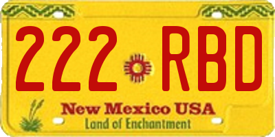 NM license plate 222RBD
