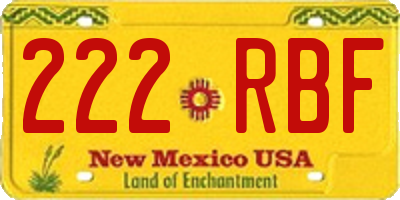 NM license plate 222RBF
