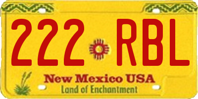 NM license plate 222RBL