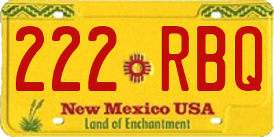 NM license plate 222RBQ