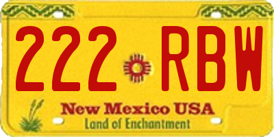 NM license plate 222RBW