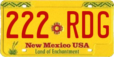 NM license plate 222RDG