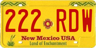 NM license plate 222RDW