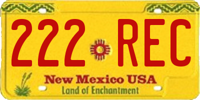 NM license plate 222REC