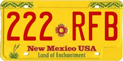 NM license plate 222RFB