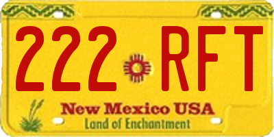 NM license plate 222RFT