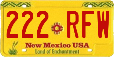 NM license plate 222RFW