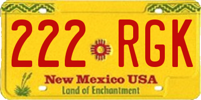 NM license plate 222RGK