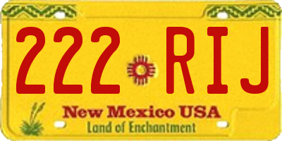 NM license plate 222RIJ