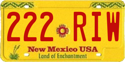 NM license plate 222RIW