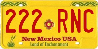 NM license plate 222RNC