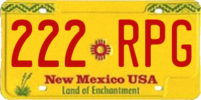NM license plate 222RPG