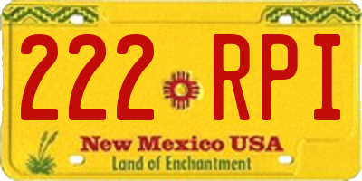NM license plate 222RPI