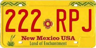 NM license plate 222RPJ