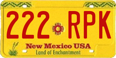 NM license plate 222RPK