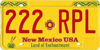 NM license plate 222RPL