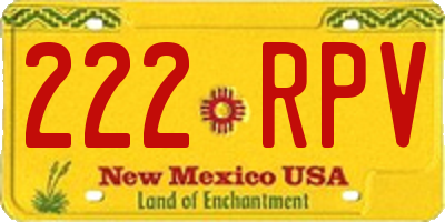 NM license plate 222RPV