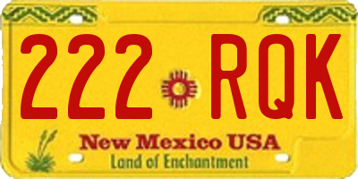NM license plate 222RQK