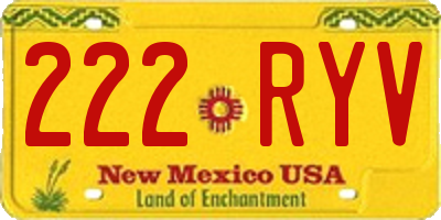 NM license plate 222RYV