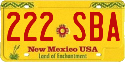 NM license plate 222SBA
