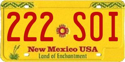NM license plate 222SOI