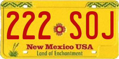 NM license plate 222SOJ