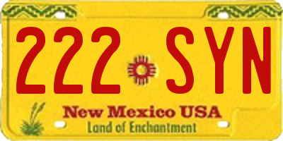NM license plate 222SYN
