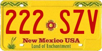 NM license plate 222SZV