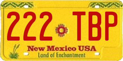 NM license plate 222TBP