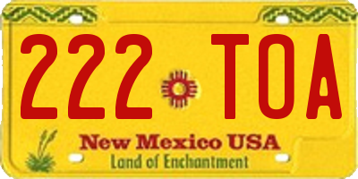 NM license plate 222TOA
