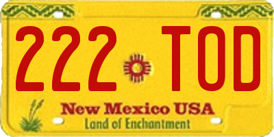 NM license plate 222TOD