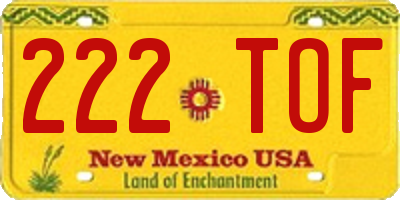 NM license plate 222TOF