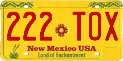 NM license plate 222TOX