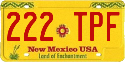 NM license plate 222TPF