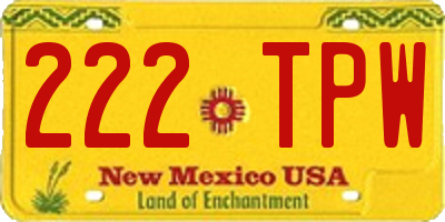 NM license plate 222TPW
