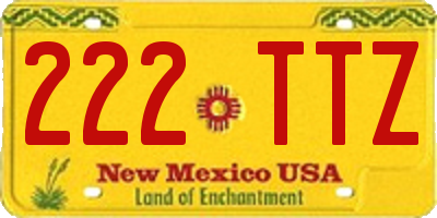 NM license plate 222TTZ