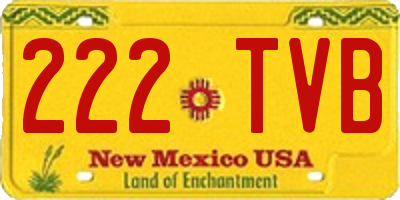 NM license plate 222TVB