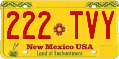 NM license plate 222TVY