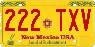 NM license plate 222TXV