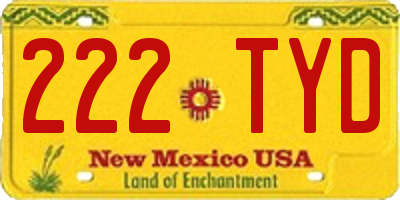 NM license plate 222TYD