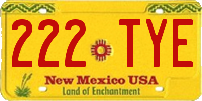 NM license plate 222TYE