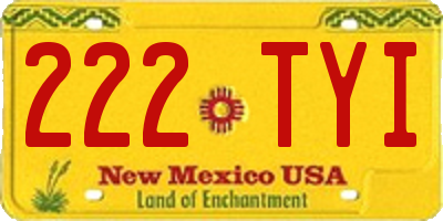NM license plate 222TYI
