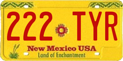 NM license plate 222TYR