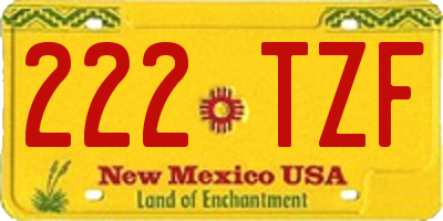 NM license plate 222TZF