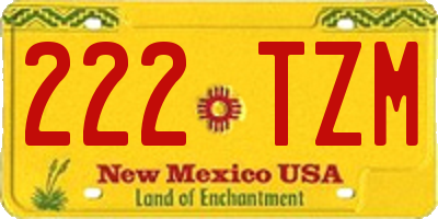 NM license plate 222TZM